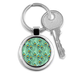 Lovely-peacock-feather-pattern-with-flat-design Key Chain (round) by uniart180623