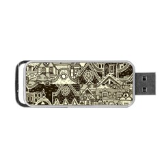 Four-hand-drawn-city-patterns Portable Usb Flash (one Side) by uniart180623