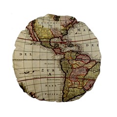 Vintage World Map Old  Globe Antique America Standard 15  Premium Flano Round Cushions by uniart180623