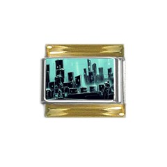 Buildings City Urban Destruction Background Gold Trim Italian Charm (9mm) by uniart180623