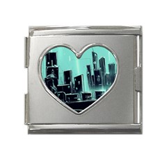 Buildings City Urban Destruction Background Mega Link Heart Italian Charm (18mm) by uniart180623