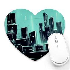 Buildings City Urban Destruction Background Heart Mousepad by uniart180623