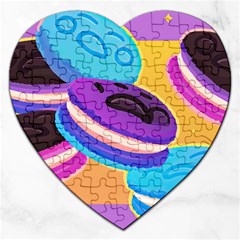 Cookies Chocolate Cookies Sweets Snacks Baked Goods Food Jigsaw Puzzle (heart) by uniart180623