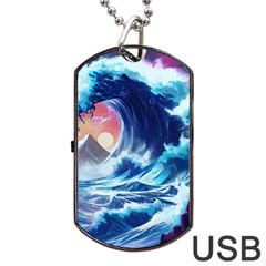 Storm Tsunami Waves Ocean Sea Nautical Nature Dog Tag Usb Flash (one Side) by uniart180623