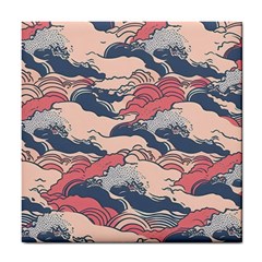 Waves Ocean Sea Water Pattern Rough Seas Tile Coaster by uniart180623