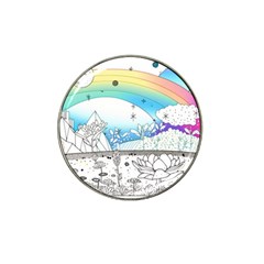 Rainbow Fun Cute Minimal Doodle Drawing Arts Hat Clip Ball Marker (4 Pack) by uniart180623