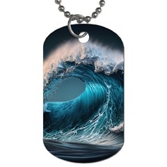 Tsunami Waves Ocean Sea Water Rough Seas Dog Tag (two Sides) by uniart180623