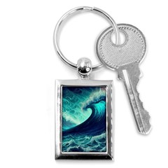 Ai Generated Waves Ocean Sea Tsunami Nautical Fantasy Key Chain (rectangle) by uniart180623