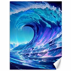 Tsunami Tidal Wave Ocean Waves Sea Nature Water Blue Canvas 36  X 48  by uniart180623