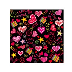 Multicolored Love Hearts Kiss Romantic Pattern Square Satin Scarf (30  X 30 ) by uniart180623