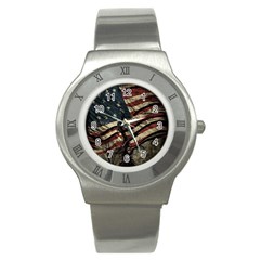 Flag Usa American Flag Stainless Steel Watch by uniart180623