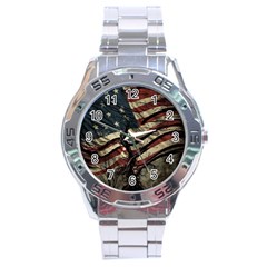 Flag Usa American Flag Stainless Steel Analogue Watch by uniart180623