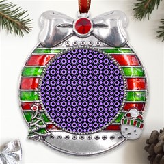 Mazipoodles Purple Donuts Polka Dot  Metal X mas Ribbon With Red Crystal Round Ornament by Mazipoodles