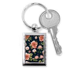 Wallpaper-with-floral-pattern-green-leaf Key Chain (rectangle) by designsbymallika