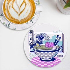 Ramen Kanji Vaporwave Artwork Minimalism Uv Print Round Tile Coaster by Bangk1t