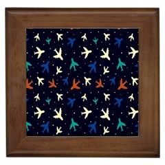 Blue Background Cute Airplanes Framed Tile by ConteMonfrey