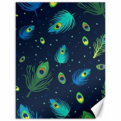 Blue Background Pattern Feather Peacock Canvas 12  X 16  by uniart180623