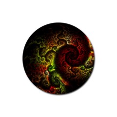 Green And Red Lights Wallpaper Fractal Digital Art Artwork Rubber Coaster (round) by uniart180623