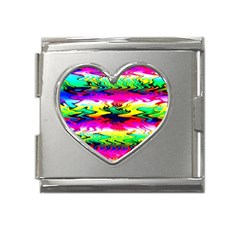 Waves Of Color Mega Link Heart Italian Charm (18mm) by uniart180623