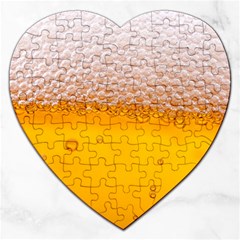 Beer Texture Liquid Bubbles Jigsaw Puzzle (heart) by uniart180623