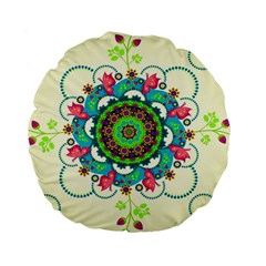 Mandala Flowers Abstract Butterflies Floral Pattern Summer Standard 15  Premium Flano Round Cushions by uniart180623