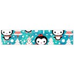 Blue Penguin Pattern Christmas Small Premium Plush Fleece Scarf Front