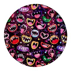 Funny Monster Mouths Round Glass Fridge Magnet (4 Pack) by uniart180623