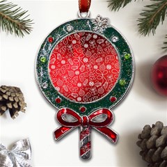 Christmas Pattern Red Metal X mas Lollipop With Crystal Ornament by uniart180623