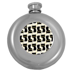 Black Cats And Dots Koteto Cat Pattern Kitty Round Hip Flask (5 Oz) by uniart180623