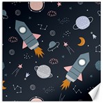 Space Background Illustration With Stars And Rocket Seamless Vector Pattern Canvas 16  x 16  15.2 x15.41  Canvas - 1