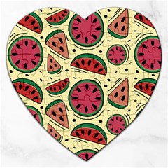 Watermelon Pattern Slices Fruit Jigsaw Puzzle (heart) by uniart180623