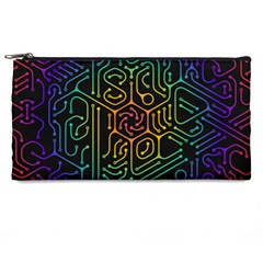 Circuit Hexagonal Geometric Pattern Background Pattern Pencil Case by Ndabl3x