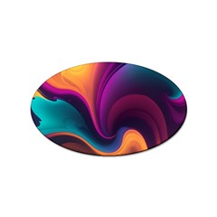 Abstract Colorful Waves Painting Sticker Oval (100 Pack) by Simbadda