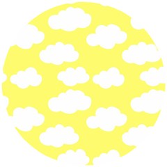 Cute Yellow White Clouds Wooden Puzzle Round by ConteMonfrey