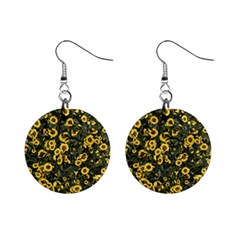 Sunflowers Yellow Flowers Flowers Digital Drawing Mini Button Earrings by Simbadda