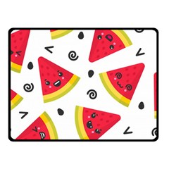 Cute Smiling Watermelon Seamless Pattern White Background Fleece Blanket (small) by Simbadda