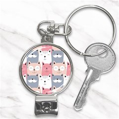 Cute Seamless Pattern With Cats Nail Clippers Key Chain by Simbadda