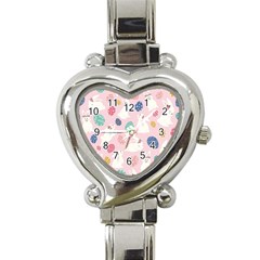 Cute Bunnies Easter Eggs Seamless Pattern Heart Italian Charm Watch by Simbadda