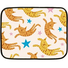 Cute Cats Seamless Pattern With Stars Funny Drawing Kittens Fleece Blanket (mini) by Simbadda