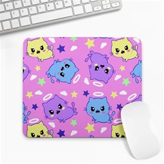 Seamless Pattern With Cute Kawaii Kittens Large Mousepad by Simbadda