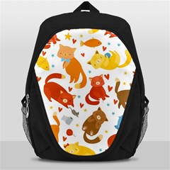 Seamless Pattern With Kittens White Background Backpack Bag by Simbadda