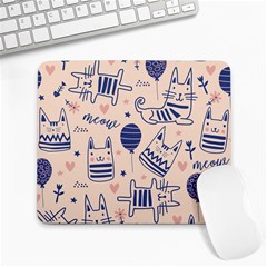 Cute Cats Doodle Seamless Pattern With Funny Characters Large Mousepad by Simbadda