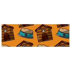 Pet House Bowl Food Seamless Pattern Banner And Sign 12  X 4  by Simbadda