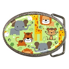 Seamless Pattern Vector With Animals Wildlife Cartoon Belt Buckles by Simbadda