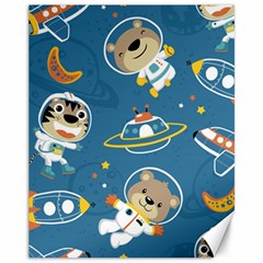 Seamless-pattern-funny-astronaut-outer-space-transportation Canvas 11  X 14  by Simbadda