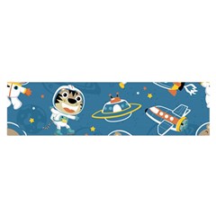 Seamless-pattern-funny-astronaut-outer-space-transportation Oblong Satin Scarf (16  X 60 ) by Simbadda