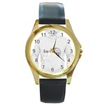 (2) Round Gold Metal Watch Front