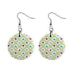 Birds Pattern Background Mini Button Earrings by Simbadda