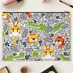 Seamless Pattern With Wildlife Cartoon Cosmetic Bag (XXXL) Back