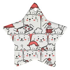 Cute-cat-chef-cooking-seamless-pattern-cartoon Star Ornament (two Sides) by Simbadda